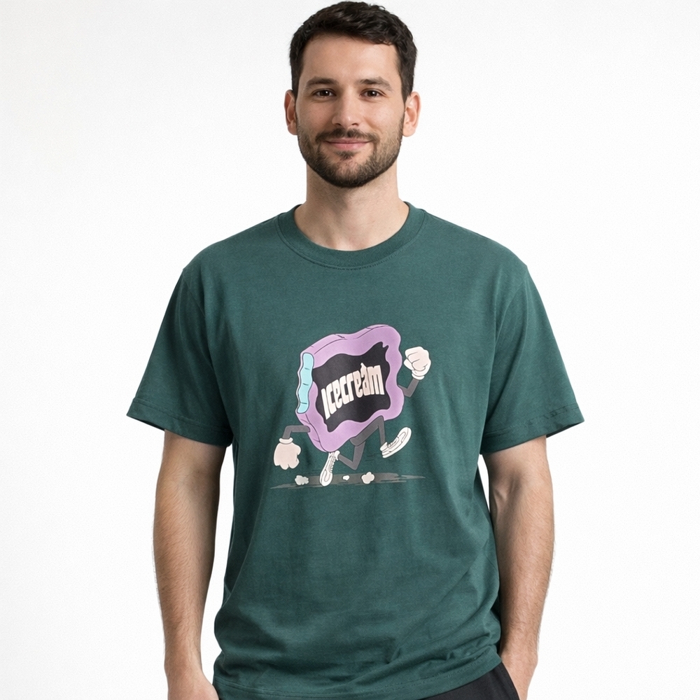 Icecream Men's Teal and Purple Graphic Tee